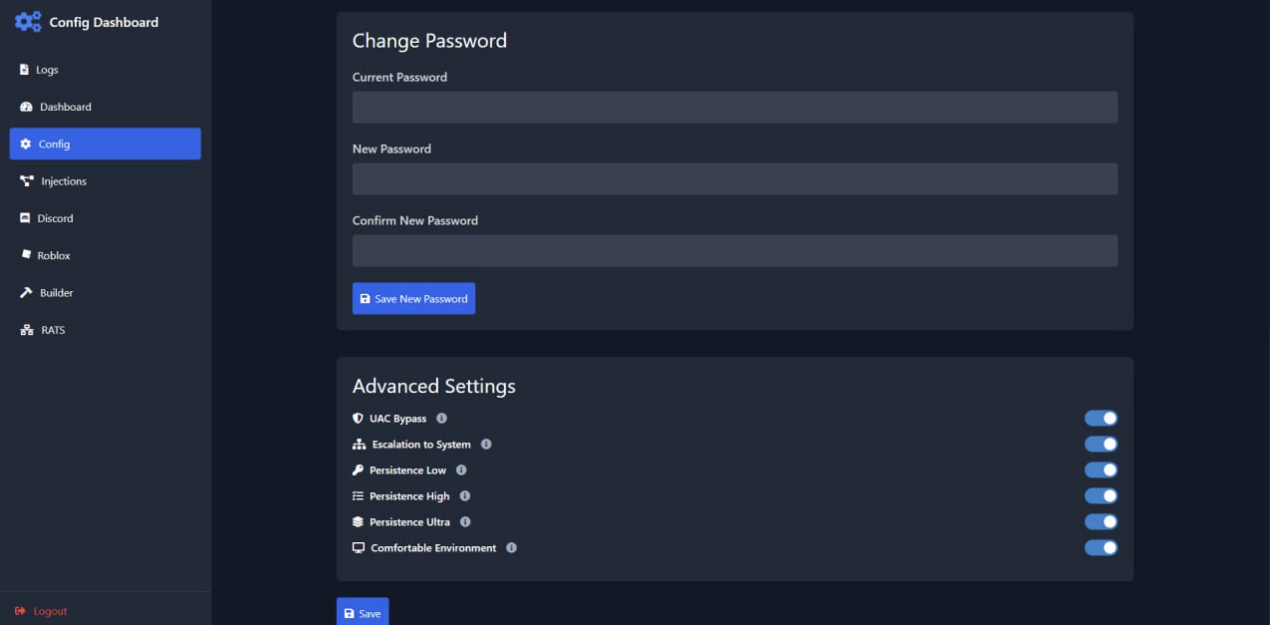 Ebola Stealer Advanced Settings