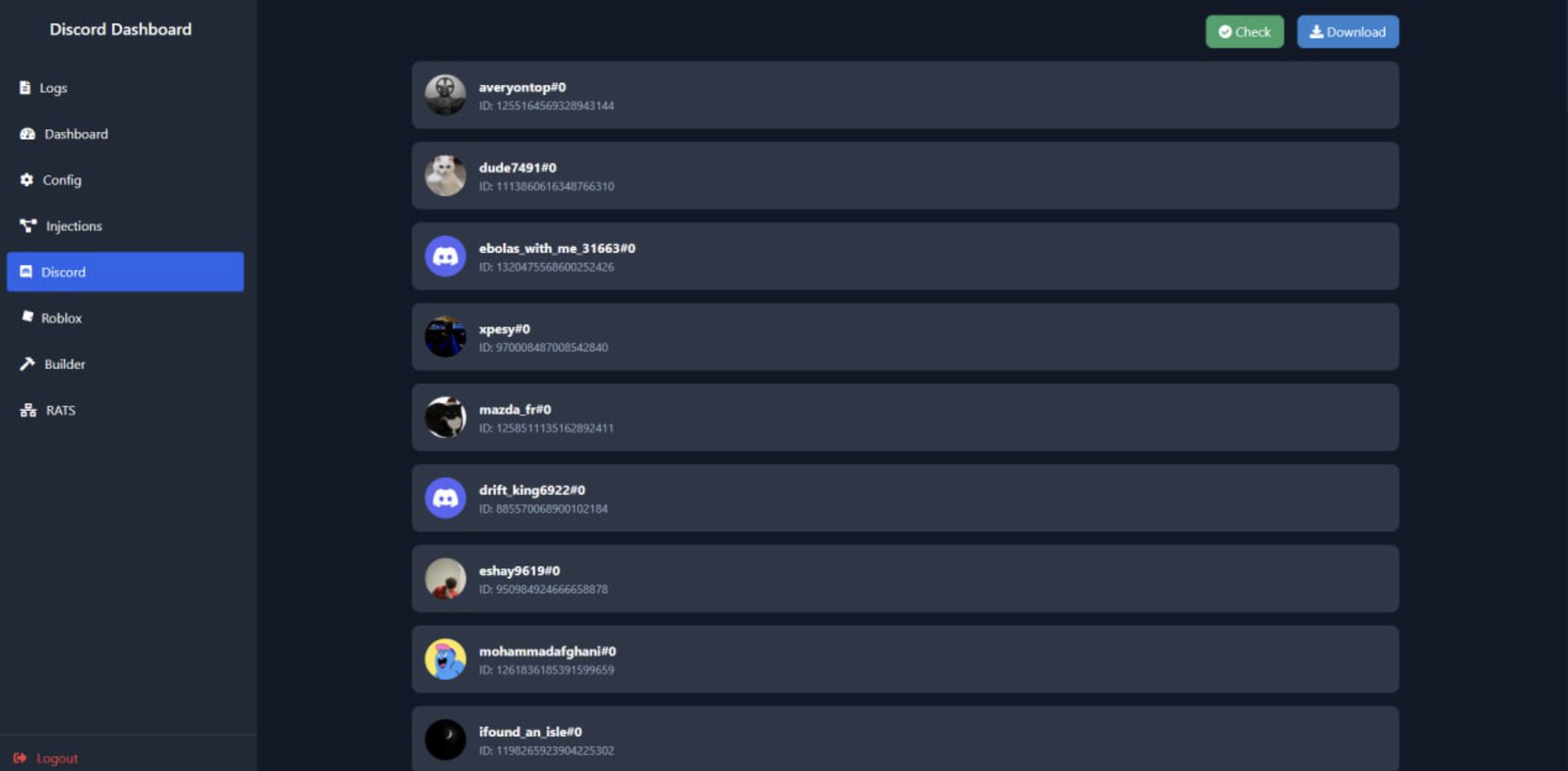 Ebolas Stealer Discord Settings